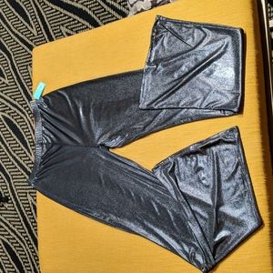 Shimmery metallic stretchy flare pants